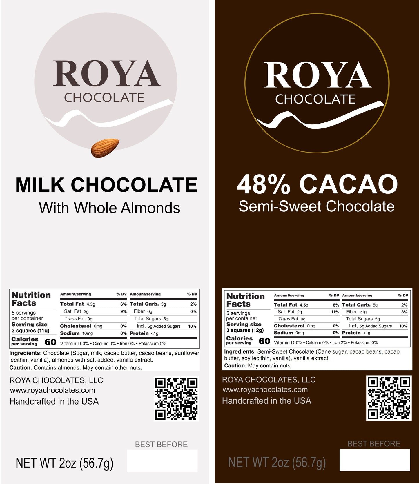 8 Chocolate Bars (4 Semi-Sweet and 4 Milk Chocolate)