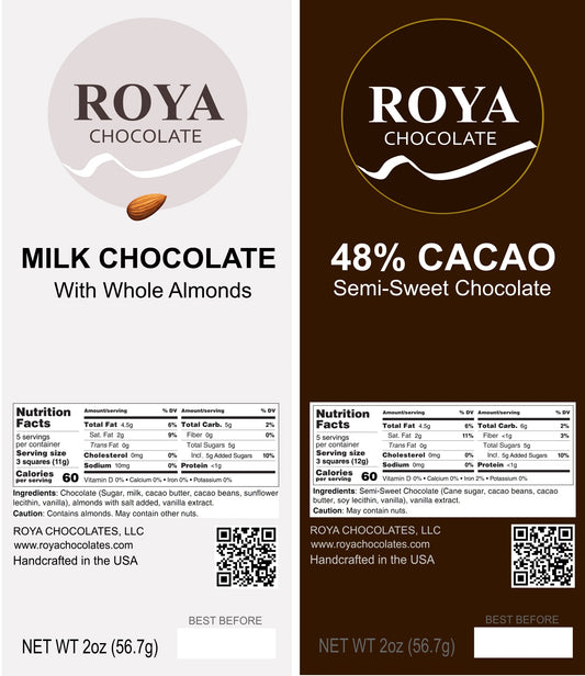8 Chocolate Bars (4 Semi-Sweet and 4 Milk Chocolate)