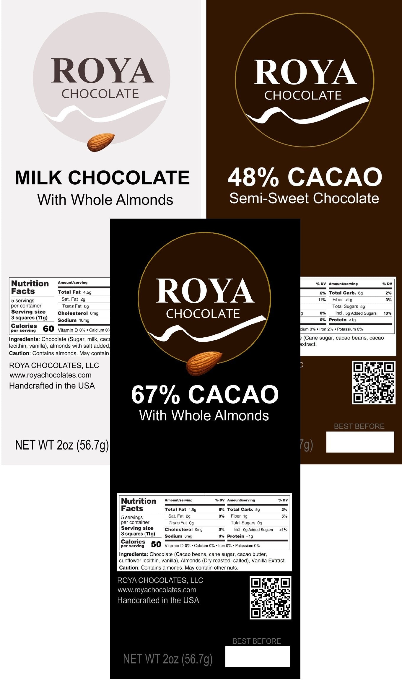 12 Chocolate Bars (4 Semi-Sweet, 4 Dark, and 4 Milk Chocolate)